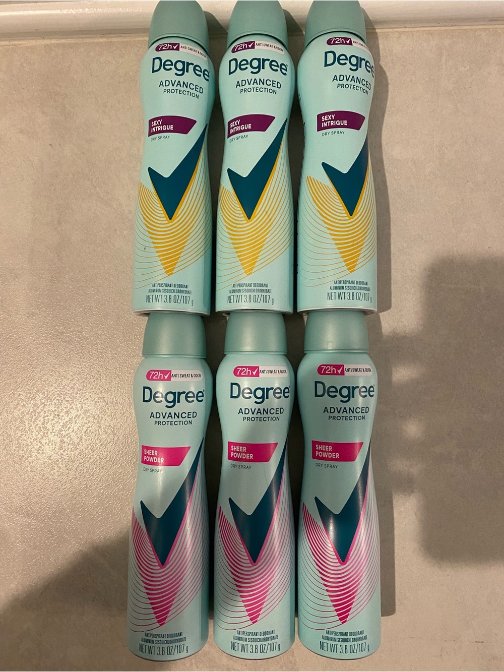 6 brand new degree dry spray deodorant antiperspirant bundle set